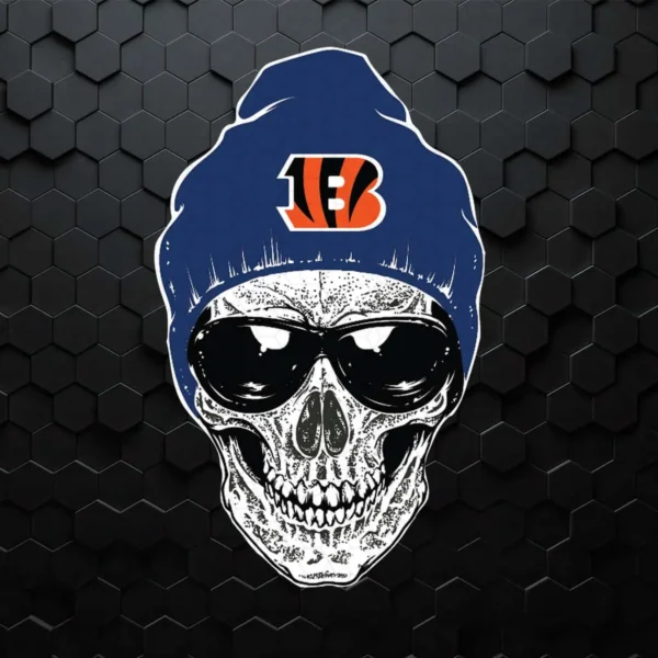bold and edgy with a modern twist Bengals skull SVG design showing excitement and camaraderie for Cricut and Silhouette cutting machines