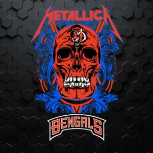 bold and edgy with a vintage rock influence Bengals skull SVG design showing excitement for Cricut and Silhouette cutting machines