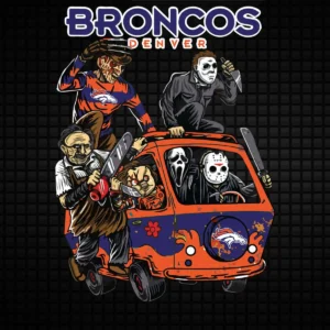 bold and playful with a vintage horror theme Broncos classic SVG design showing excitement and nostalgia for Cricut and Silhouette cutting machines