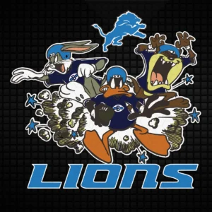 vintage with a playful twist, featuring cartoon characters in a dynamic pose Lions classic SVG design showing excitement and nostalgia for Cricut and Silhouette cutting machines