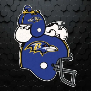 noopy And Woodstock Resting On Baltimore Ravens Helmet SVG
