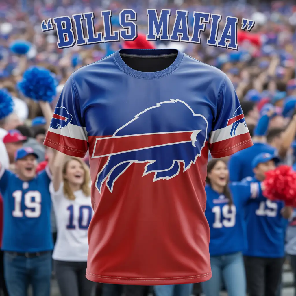 Custom Buffalo Bills gameday shirt created using a Bills SVG file for a Cricut cutting machine