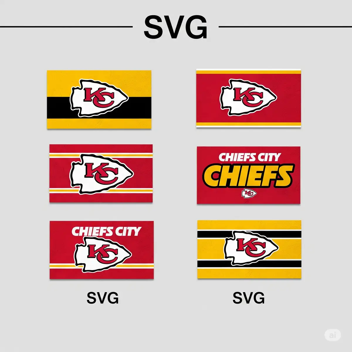 Kansas City Chiefs SVG logo designs in team colors red and gold