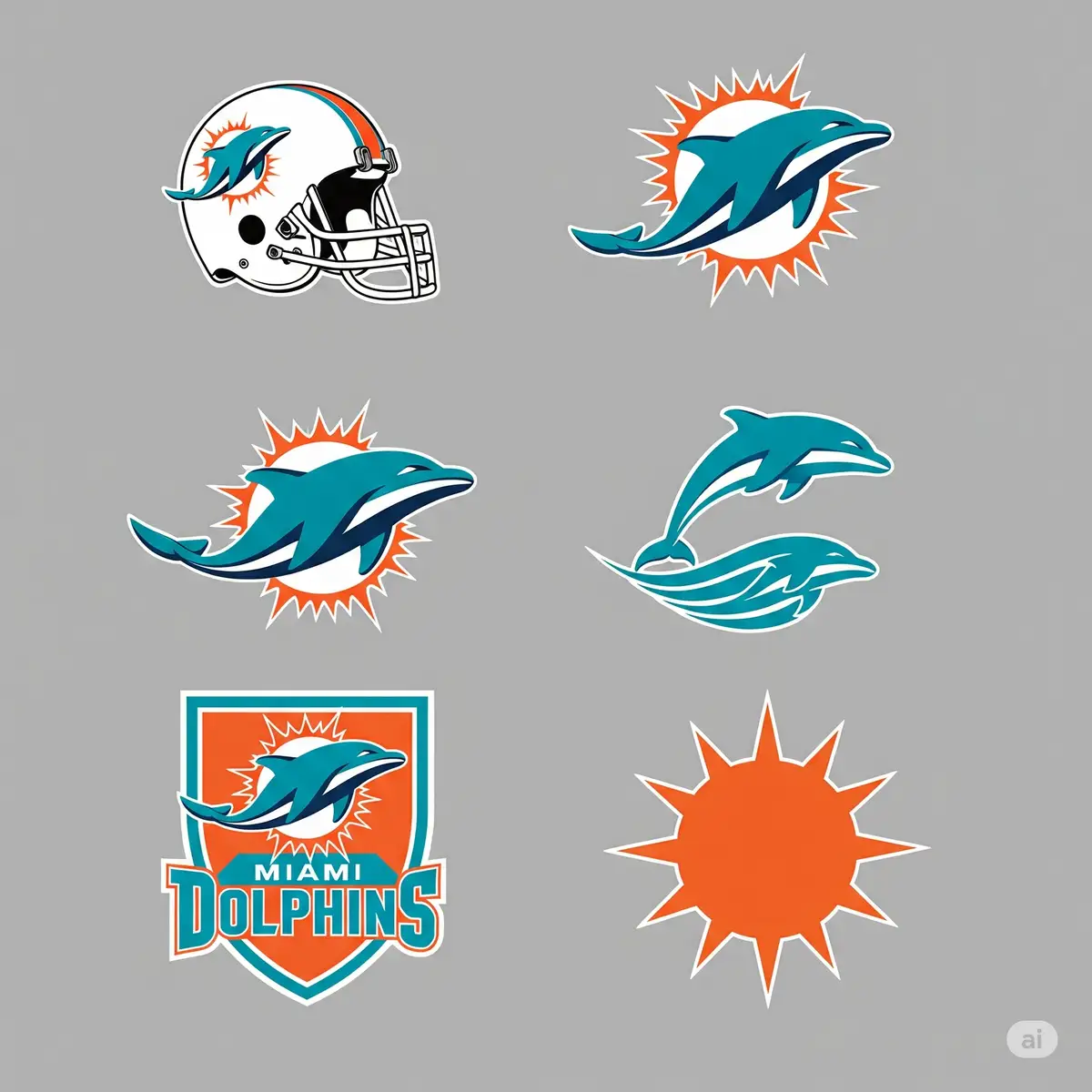 Miami Dolphins SVG logo collection featuring 6 premium designs in official aqua and orange team colors