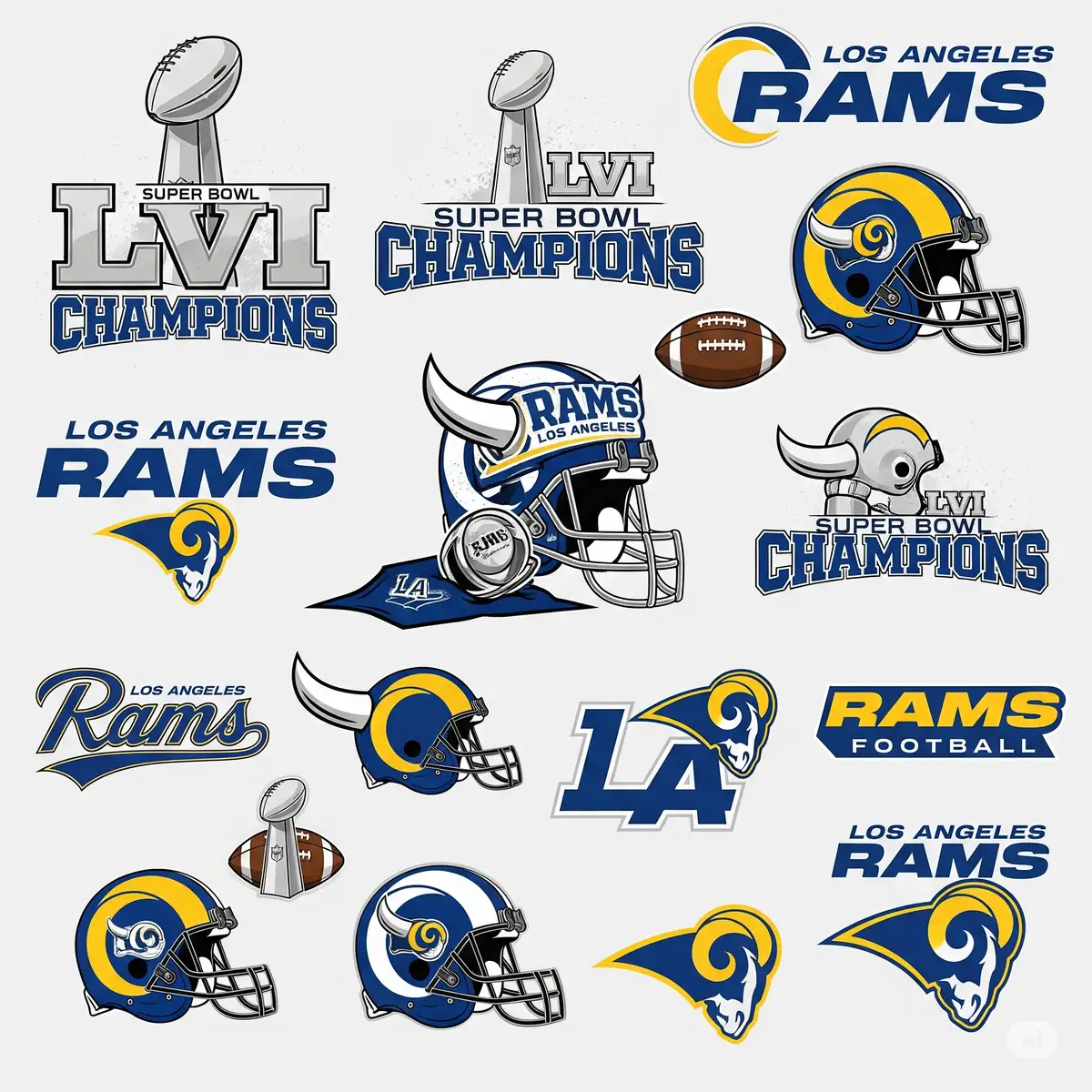 Los Angeles Rams SVG collection featuring Super Bowl championship designs and team graphics