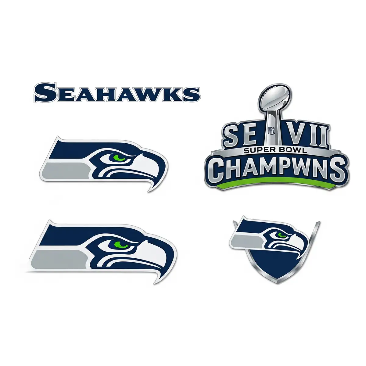 Seattle Seahawks SVG logo collection featuring classic team designs and authentic colors