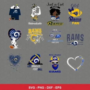 modern cartoon Rams player SVG expressing team pride featuring rams logo for Cricut and Silhouette