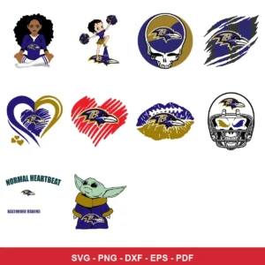 modern cartoon with clean vector lines and bold colors Ravens player SVG for Cricut and Silhouette