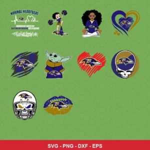 cartoon Ravens player SVG expressing team pride featuring ravens logo for Cricut and Silhouette