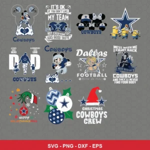 cartoon Cowboys player SVG expressing team pride featuring mickey mouse for Cricut and Silhouette