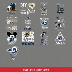 cartoon Rams player SVG expressing team pride featuring rams logo for Cricut and Silhouette