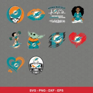cartoon Dolphins player SVG expressing team pride featuring dolphins logo for Cricut and Silhouette