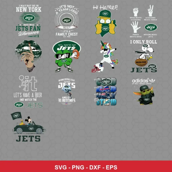 cartoon Jets player SVG expressing team pride featuring jets logo for Cricut and Silhouette