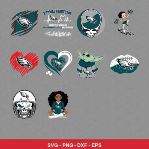 modern cartoon Eagles player SVG expressing team pride featuring eagles logo for Cricut and Silhouette