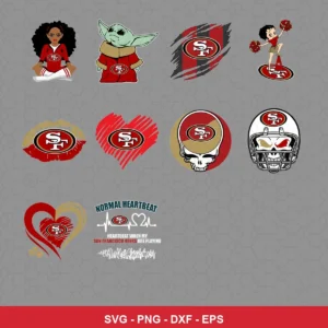 cartoon 49ers player SVG expressing team pride featuring 49ers logo for Cricut and Silhouette