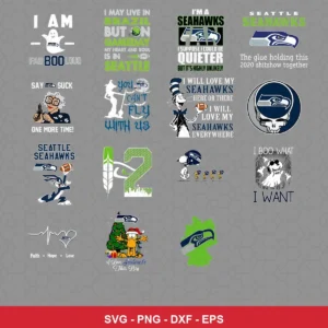 modern cartoon Seahawks player SVG expressing mockery featuring seahawks logo for Cricut and Silhouette