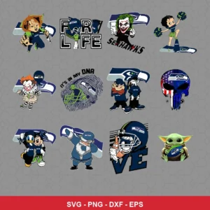 cartoon Seahawks player SVG expressing mockery featuring seahawks logo for Cricut and Silhouette