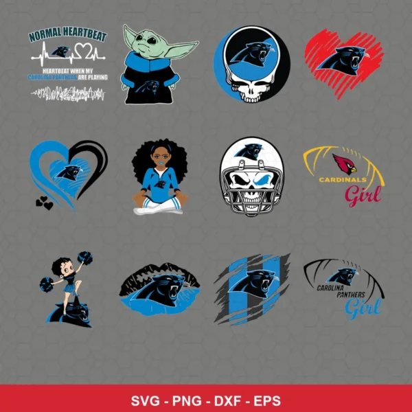 modern cartoon Panthers player SVG expressing team pride featuring panthers logo for Cricut and Silhouette