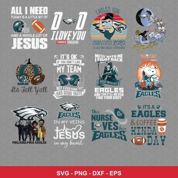 modern cartoon Eagles player SVG expressing team pride featuring eagles logo for Cricut and Silhouette