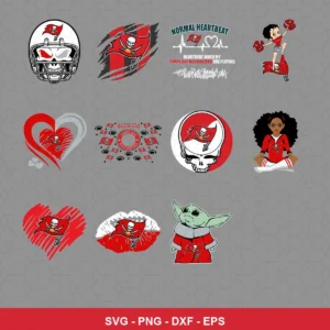 cartoon Buccaneers player SVG expressing team pride featuring buccaneers logo for Cricut and Silhouette