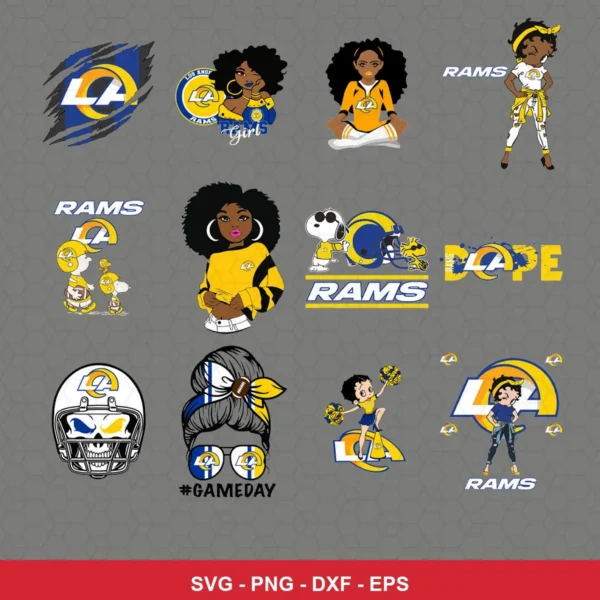 modern cartoon Rams player SVG expressing team pride featuring team logo for Cricut and Silhouette