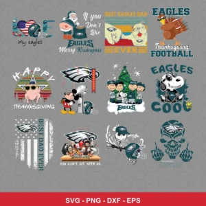 cartoon Eagles player SVG expressing team pride featuring eagles logo for Cricut and Silhouette