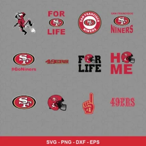 modern and playful 49ers player SVG expressing team pride featuring 49ers logo for Cricut and Silhouette