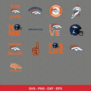 modern cartoon Broncos player SVG expressing team pride featuring broncos logo for Cricut and Silhouette