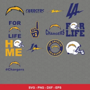 modern Chargers player SVG expressing team pride featuring chargers logo for Cricut and Silhouette