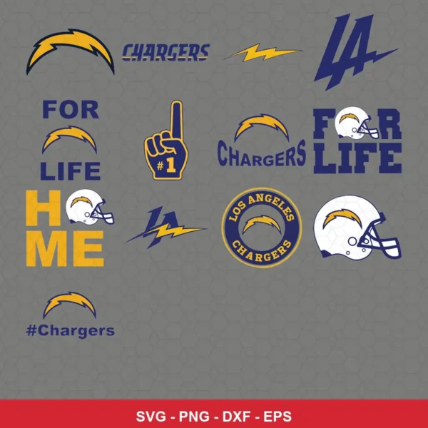 modern Chargers player SVG expressing team pride featuring chargers logo for Cricut and Silhouette