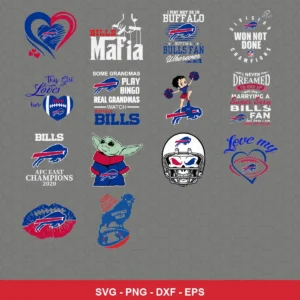 modern cartoon Bills player SVG expressing team pride for Cricut and Silhouette