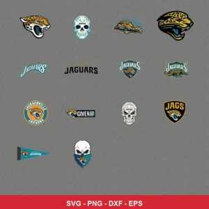 modern and cartoonish Jaguars player SVG expressing N/A featuring jaguars logo for Cricut and Silhouette