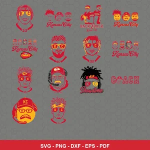modern cartoon Chiefs player SVG expressing team pride featuring player numbers for Cricut and Silhouette