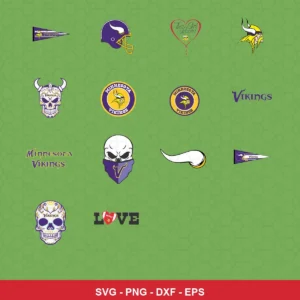 modern cartoon Vikings player SVG expressing team pride featuring vikings logo for Cricut and Silhouette