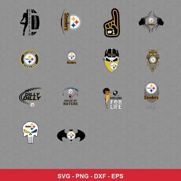 modern cartoon Steelers player SVG expressing team pride featuring steelers logo for Cricut and Silhouette