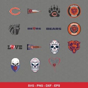 modern cartoon Bears player SVG expressing team pride featuring bears logo for Cricut and Silhouette