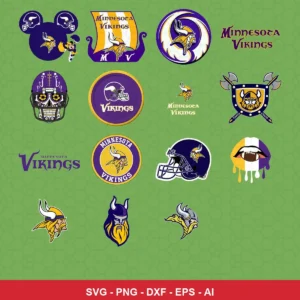 modern cartoon Vikings player SVG expressing team pride featuring vikings logo for Cricut and Silhouette