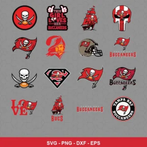 modern cartoon Buccaneers player SVG expressing team pride featuring buccaneers logo for Cricut and Silhouette