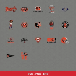 modern cartoon Bengals player SVG expressing team pride featuring bengals logo for Cricut and Silhouette