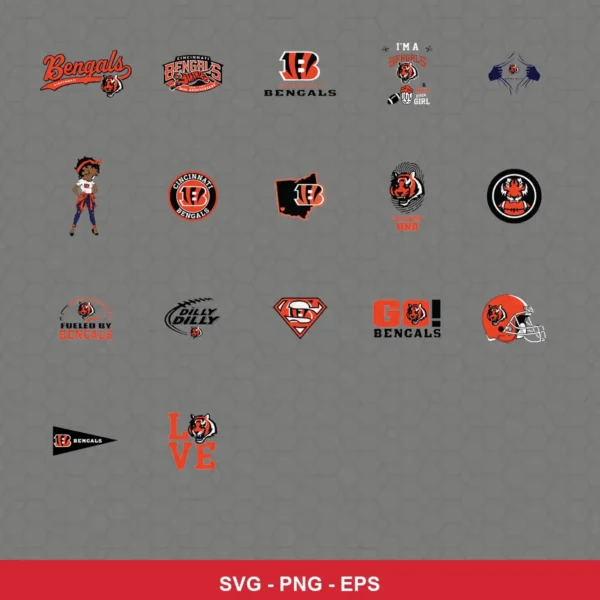 modern cartoon Bengals player SVG expressing team pride featuring bengals logo for Cricut and Silhouette