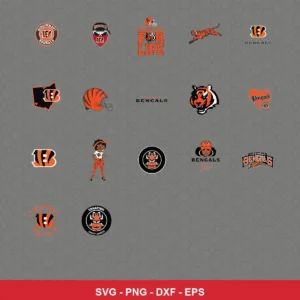 modern cartoon Bengals player SVG expressing team pride featuring bengals logo for Cricut and Silhouette