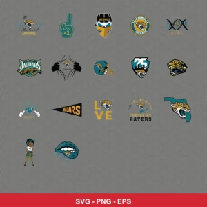 modern cartoon Jaguars player SVG expressing team pride featuring jaguars logo for Cricut and Silhouette