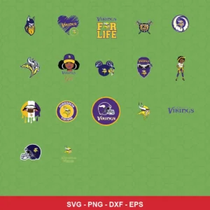 cartoon Vikings player SVG expressing team pride featuring vikings logo for Cricut and Silhouette