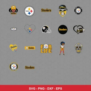 modern cartoon Steelers player SVG expressing team pride featuring steelers logo for Cricut and Silhouette