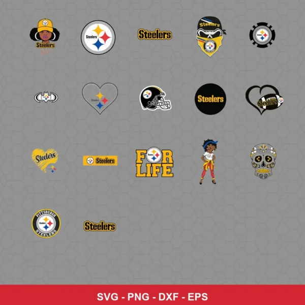 modern cartoon Steelers player SVG expressing team pride featuring steelers logo for Cricut and Silhouette