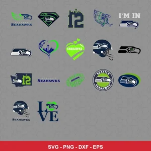 modern and playful Seahawks player SVG expressing team pride featuring seahawks logo for Cricut and Silhouette