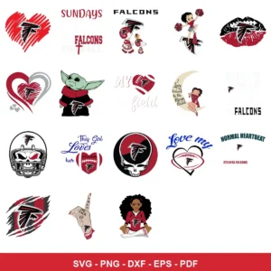 modern cartoon and graphic with a mix of cute and edgy elements Falcons player SVG for Cricut and Silhouette