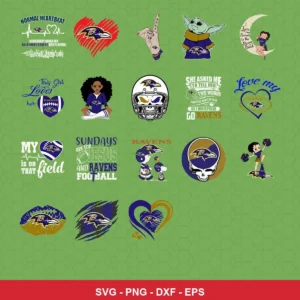 cartoon Ravens player SVG expressing team pride featuring ravens logo for Cricut and Silhouette
