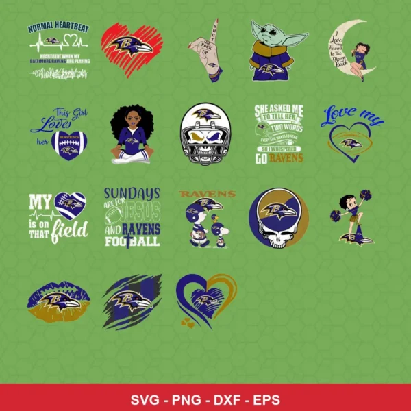 cartoon Ravens player SVG expressing team pride featuring ravens logo for Cricut and Silhouette