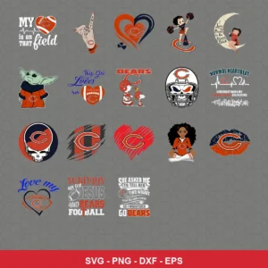 cartoon Bears player SVG expressing team pride featuring bears logo for Cricut and Silhouette